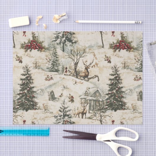 Weihnachtsfest mit Holzschnitzereien Seidenpapier (Handwerk)