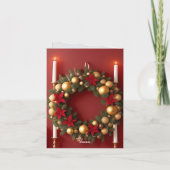 Weihnachtsfest mit Kerzendekoren Feiertagskarte (Rückseite)