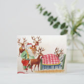 Weihnachtsfest mit Kick Rentier Feiertagskarte (Stehend Vorderseite)