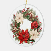Weihnachtsfest mit Poinsettia Keramik Ornament (Links)