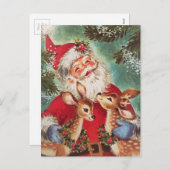 Weihnachtsfest mit Rentier Feiertagspostkarte (Vorne/Hinten)