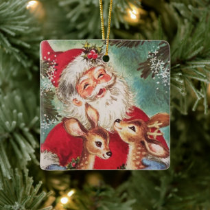 Weihnachtsfest mit Rentier Keramikornament
