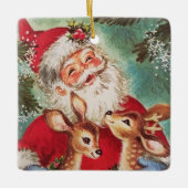 Weihnachtsfest mit Rentier Keramikornament (Vorderseite)