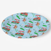 Weihnachtsfest mit Rentiermuster Pappteller (Schrägansicht)