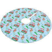 Weihnachtsfest mit Rentiermuster Polyester Weihnachtsbaumdecke (Schrägansicht)