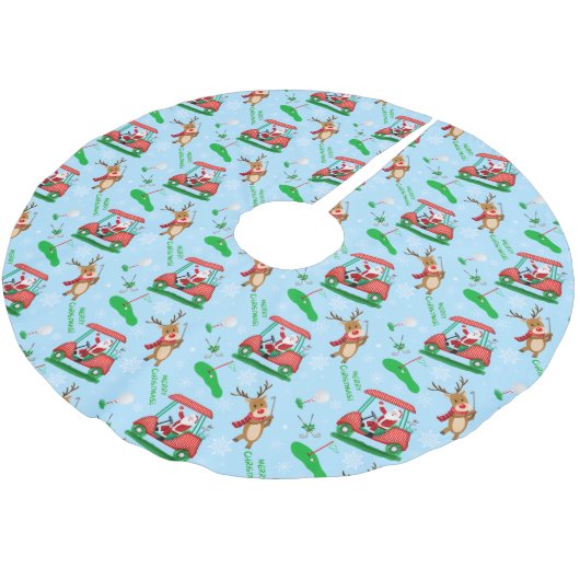 Weihnachtsfest mit Rentiermuster Polyester Weihnachtsbaumdecke (Schrägansicht)