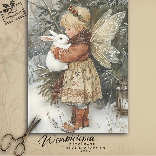 Weihnachtsfest mit Snowy Bunny Scene Seidenpapier