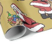 Weihnachtsfest mit süßem Spielzeug auf Golden Geschenkpapier (Rolleneckpunkt)