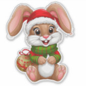 Weihnachtsfest mit Weihnachtsmannmütze Aufkleber (Vorderseite)