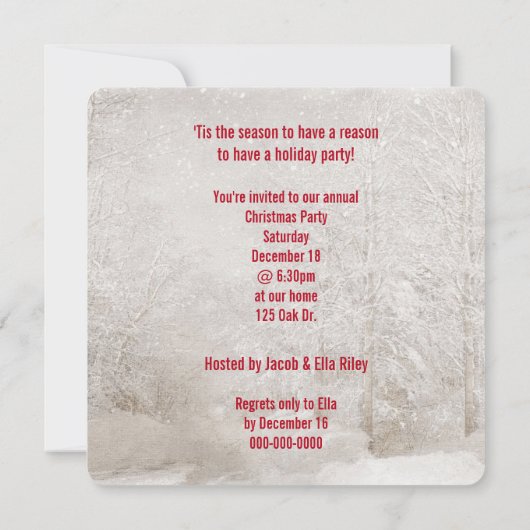 Weihnachtsfest mit Weihnachtsmannmütze Party Einladung (Rückseite)