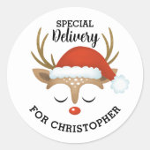 Weihnachtsfest Niedliche Kinderrinder Runder Aufkleber (Vorderseite)