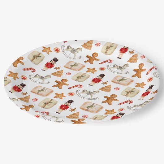 Weihnachtsfest Nutcracker Cookie Candycane Pappteller (Schrägansicht)