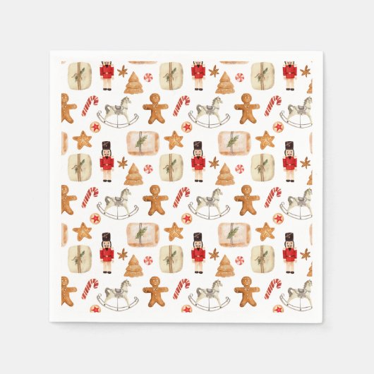 Weihnachtsfest Nutcracker Cookie Candycane Serviette (Vorderseite)