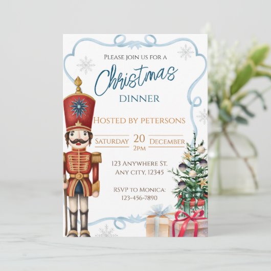 Weihnachtsfest Nutcracker Dinner Einladung (Stehend Vorderseite)