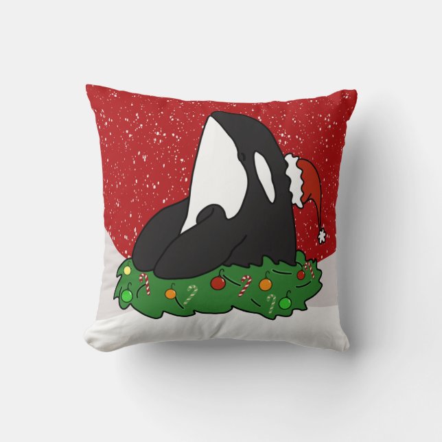 Weihnachtsfest Orca Killer Whale Kissen (Vorderseite)