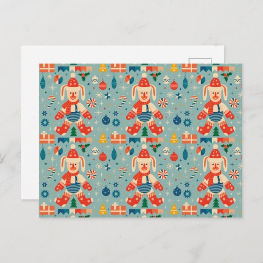 Weihnachtsfest, Ornamente und Candy Cane Postkarte (Vorne/Hinten)