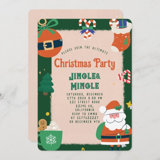 Weihnachtsfest-Party Einladung (Vorne/Hinten)