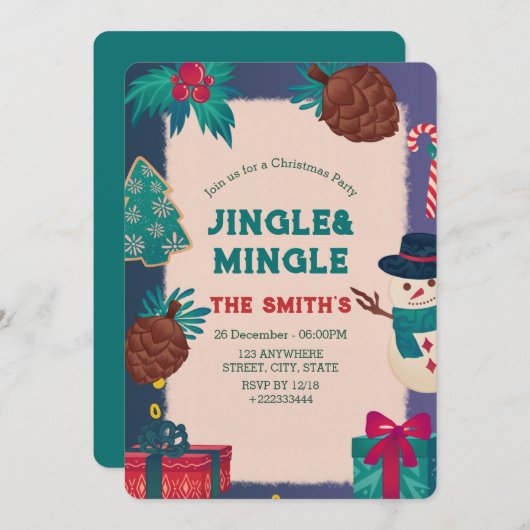 Weihnachtsfest-Party Einladung (Vorne/Hinten)