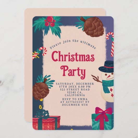 Weihnachtsfest-Party Einladung (Vorne/Hinten)