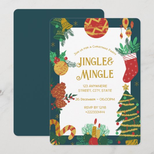 Weihnachtsfest-Party Einladung (Vorne/Hinten)