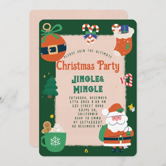 Weihnachtsfest-Party Einladung (Vorne/Hinten)