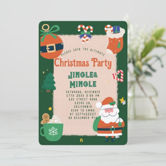 Weihnachtsfest-Party Einladung (Stehend Vorderseite)