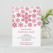 Weihnachtsfest Party Einladung Schneeflocken Rot (Stehend Vorderseite)
