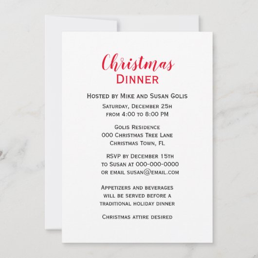 Weihnachtsfest / Party Feiertag Einladung (Rückseite)