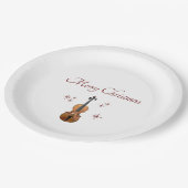 Weihnachtsfest Party Geige Schneeflocken Musikalis Pappteller (Schrägansicht)