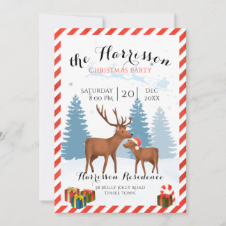 Weihnachtsfest Party mit Rentieren einladen Einladung