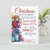 Weihnachtsfest Party Santa Grotto Einladung (Stehend Vorderseite)