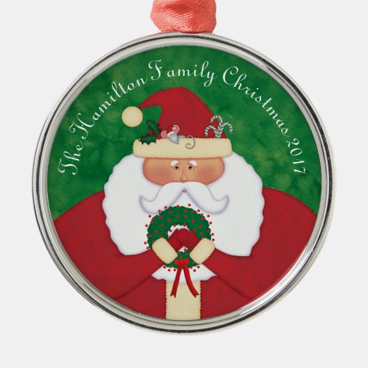 Weihnachtsfest Personalisiert Silbernes Ornament (Vorne)