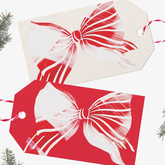 Weihnachtsfest Pfefferminz Kariert getickt mit Bow Geschenkanhänger