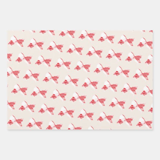 Weihnachtsfest Pfefferminz Kariert getickt mit Bow Geschenkpapier Set (Vorderseite 2)