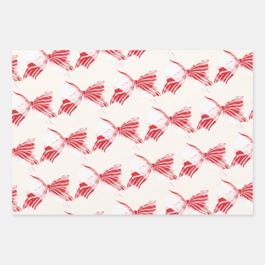 Weihnachtsfest Pfefferminz Kariert getickt mit Bow Geschenkpapier Set (Vorderseite)