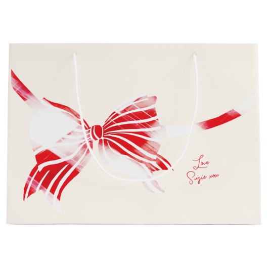 Weihnachtsfest Pfefferminz Kariert getickt mit Bow Große Geschenktüte (Vorderseite)