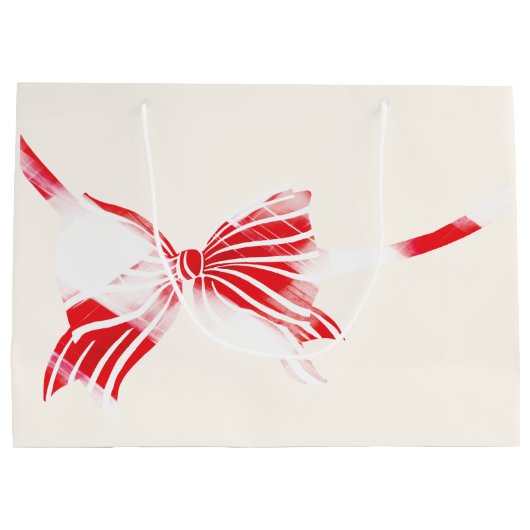 Weihnachtsfest Pfefferminz Kariert getickt mit Bow Große Geschenktüte (Rückseite)