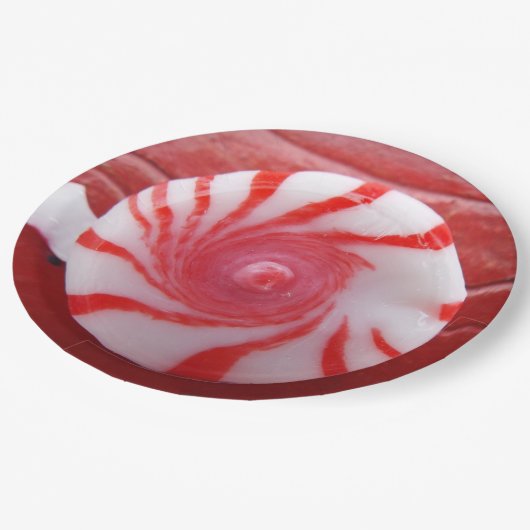 Weihnachtsfest Pfefferminz wirbeln Süßigkeiten Pappteller (Schrägansicht)