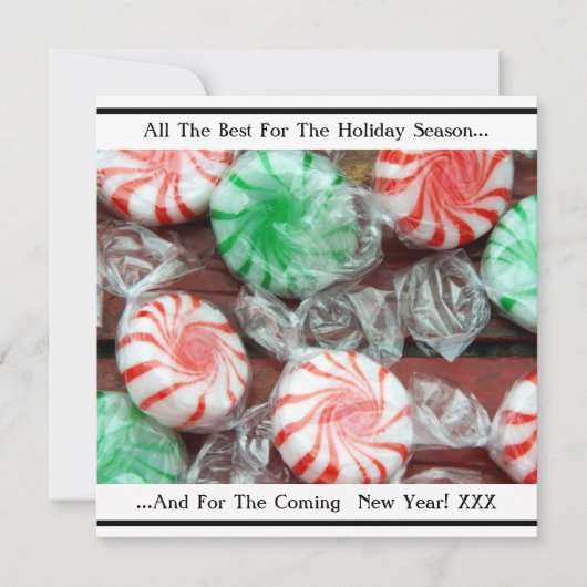 Weihnachtsfest Pfefferminz wirbelnde Bonbons Feiertagskarte (Vorderseite)