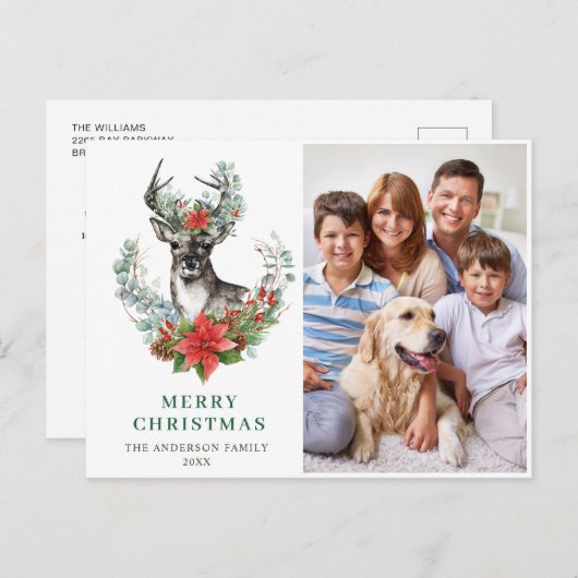 Weihnachtsfest Poinsettia Gruß FOTO Postkarte (Vorne/Hinten)