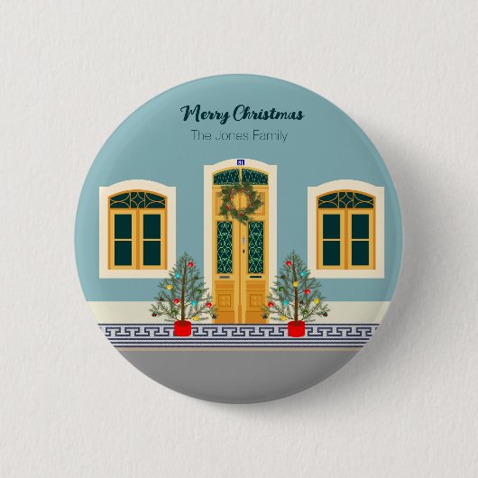 Weihnachtsfest Portugiesisches Haus Button (Vorderseite)