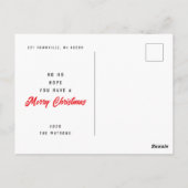 Weihnachtsfest Postkarte (Rückseite)