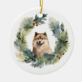 Weihnachtsfest-Pup Keramik Ornament (Vorne)