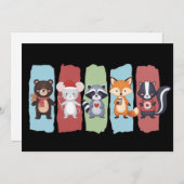 Weihnachtsfest Raccoon Opossum Winter Feiertagskarte (Vorne/Hinten)