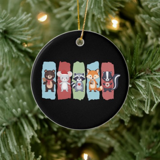 Weihnachtsfest Raccoon Opossum Winter Keramik Ornament (Baum)