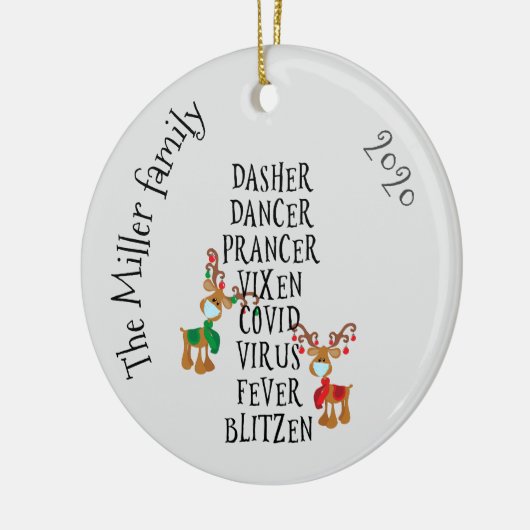 Weihnachtsfest Reindeer Namen Covid 2020 Custom Keramik Ornament (Links)