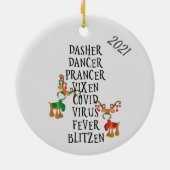 Weihnachtsfest Reindeer Namen Covid 2021 Keramik Ornament (Hinten)