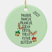 Weihnachtsfest Reindeer Namen Covid 2021 Keramik Ornament (Hinten)