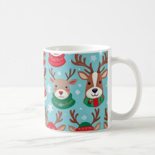 Weihnachtsfest Rentier mit Schneeflocken-Muster Kaffeetasse (Rechts)