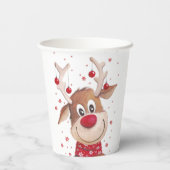 Weihnachtsfest Rentier Rote Ornamente Pappbecher (Rückseite)
